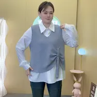 休闲减龄针织马甲背心衬衣两件套装秋季新款大码女装显瘦洋气上衣