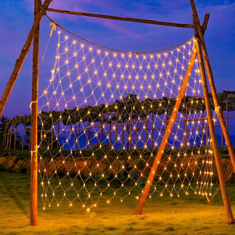 led彩灯太阳能闪灯串灯低压渔网灯户外露营天幕帐篷庭院草坪装饰