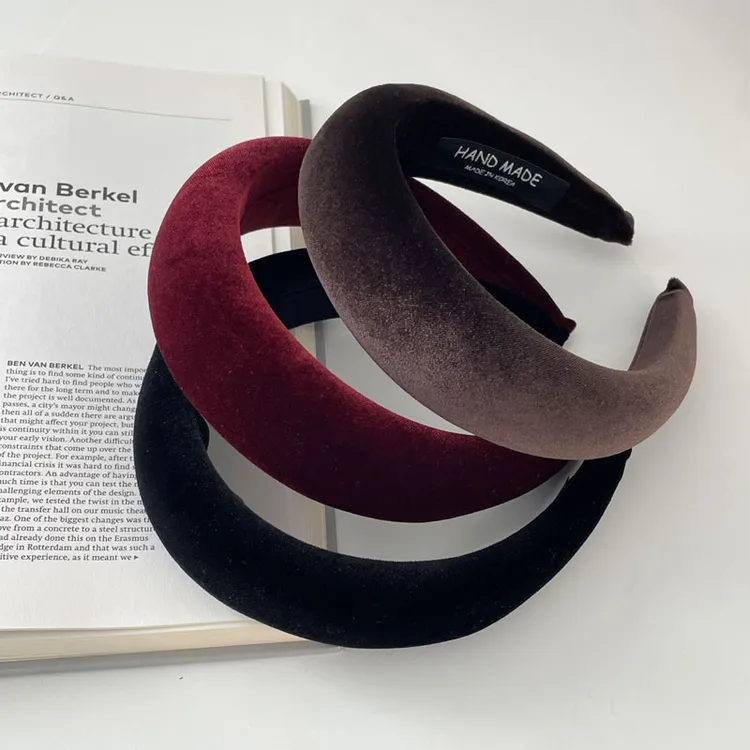 韩国高级感高颅顶发箍法式复古酒红色发卡头箍宽边时尚发饰头饰