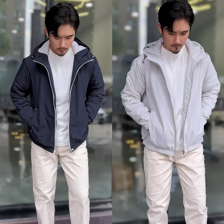 【轻·暖】绵羊毛桑蚕丝填充男士秋冬轻薄防风保暖连帽棉夹克外套