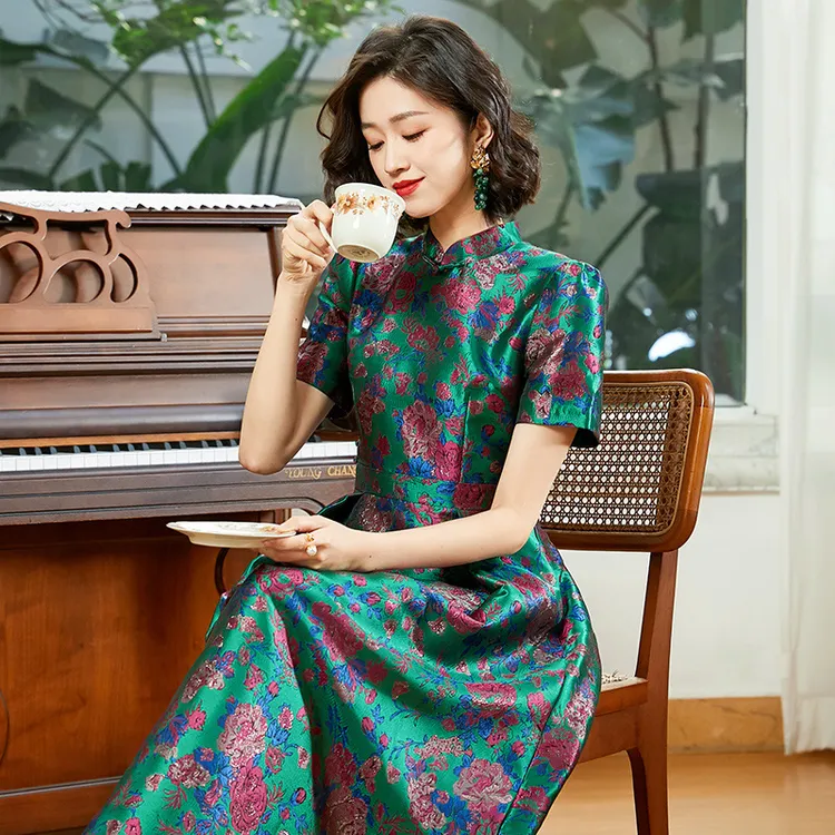 修身中国风改良旗袍连衣裙春夏2025年新款复古日常改良气质长款