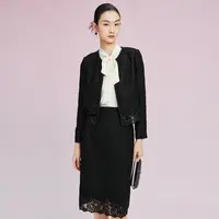 【晨粉专享价】进口三醋酯法式小香风手工钉珠显瘦直筒外套女