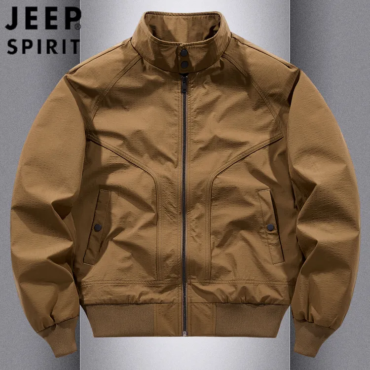 JEEPSPIRIT/吉普精神男士外套春秋季宽松潮流立领休闲飞行夹克男