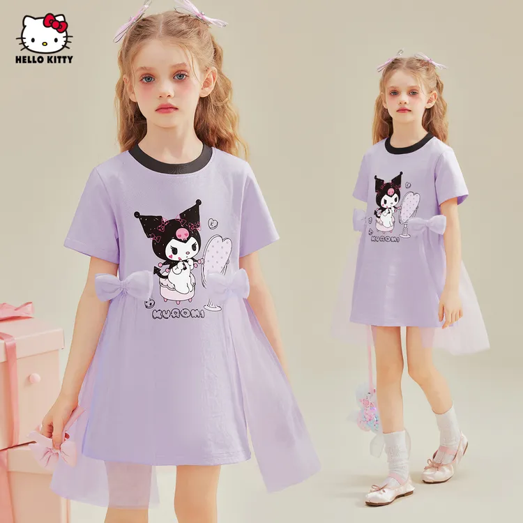 HelloKitty酷洛米联名款女童夏连衣裙2025新款中大简约童装店铺