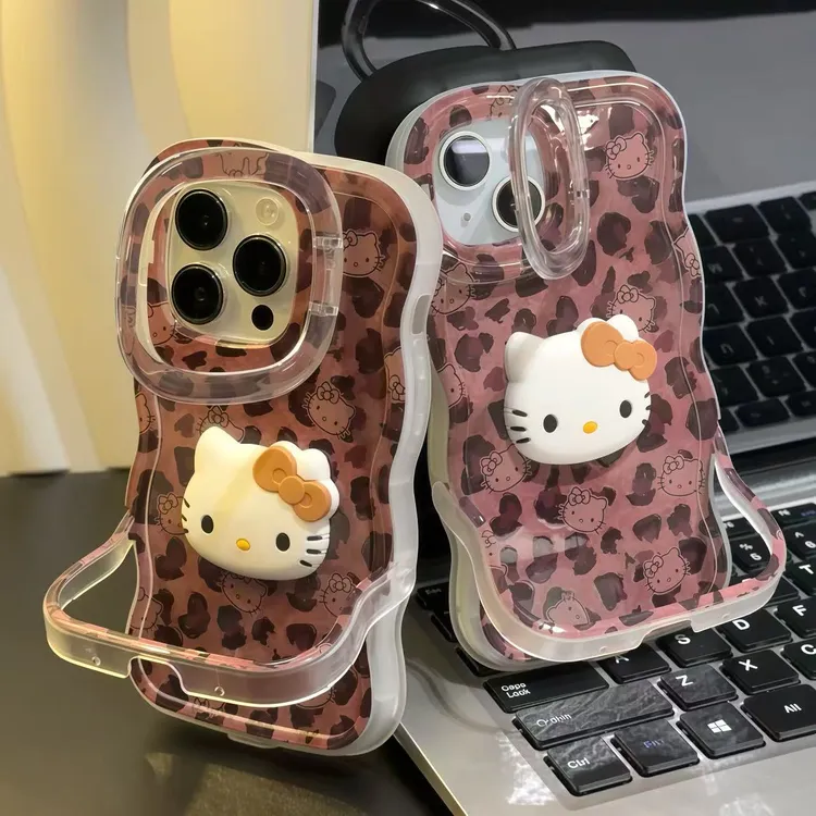 豹纹kt小头像适用苹果华为oppovivo小米iPhone16板凳双支架手机壳