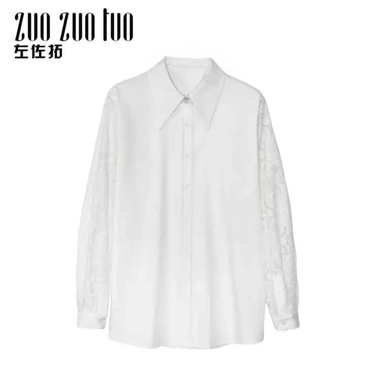 ZUOZUOTUO左佐拓秋季新款女装时尚百搭高级设计绣花衬衣11575可赠