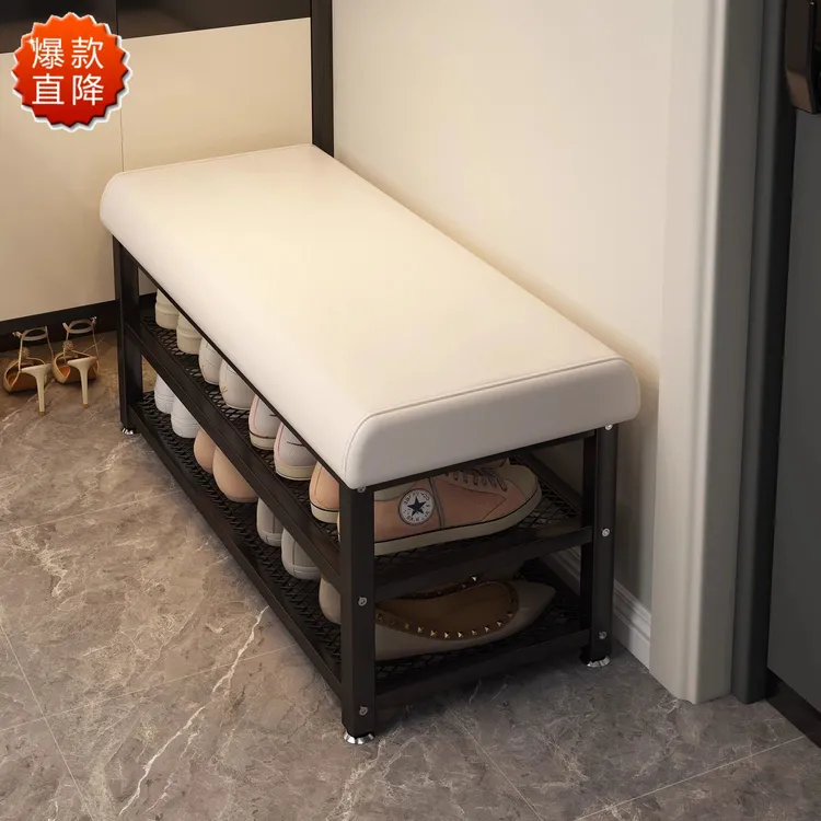 猫爪皮换鞋凳家用门口可坐式客厅穿鞋凳入户鞋柜坐凳一体软包坐垫