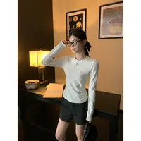 宋正恩白色圆领正肩内搭打底衫女早秋修身显瘦长袖t恤上衣ST1972