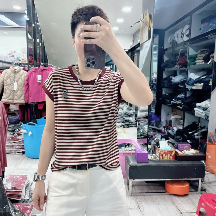 韩国高弹力超好穿飞机袖条纹2色上衣6836品