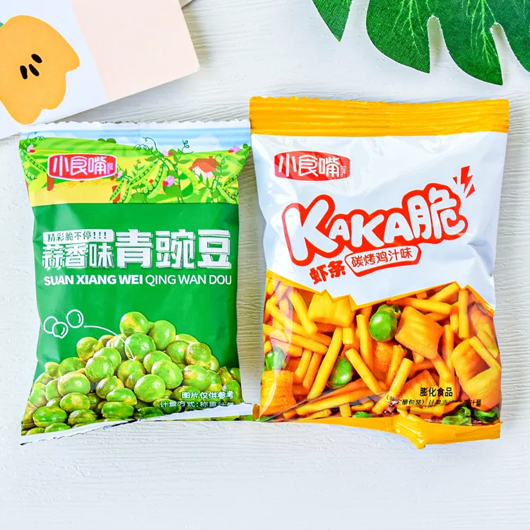 小食嘴蒜香味青豌豆KAKA脆虾条炭烤鸡汁味散称解馋休闲零食品小吃