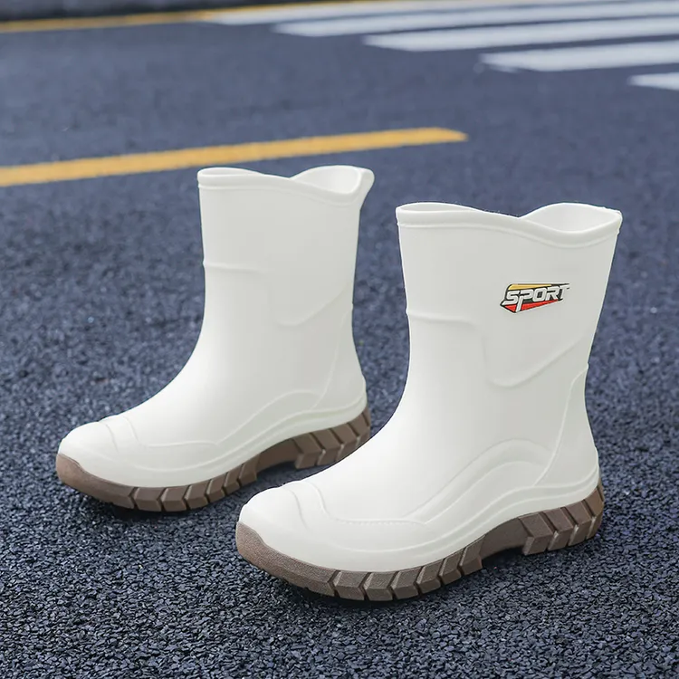 时尚雨鞋女式短筒雨靴外穿防水甜美纯色胶鞋厨房防滑洗车工作耐磨