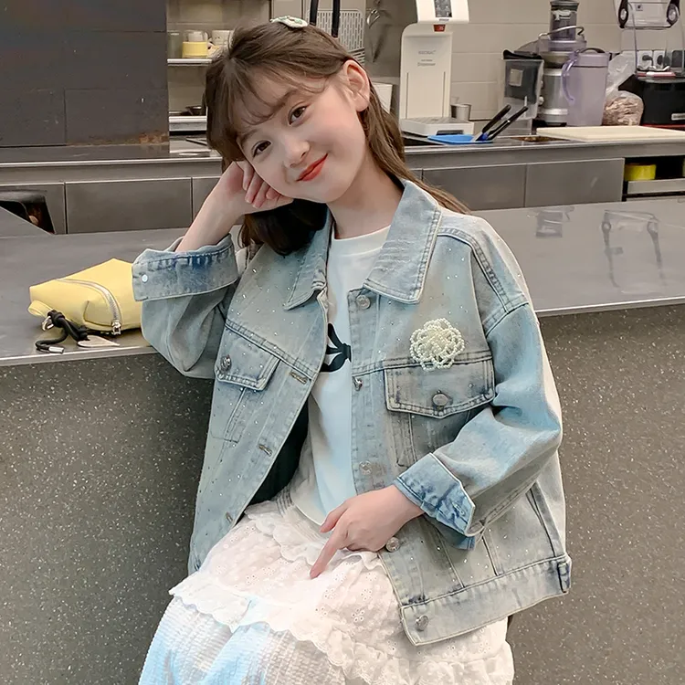 女童牛仔外套2025新款女孩秋装时髦上衣洋气超好看儿童烫钻夹克衫