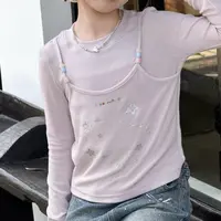 6060儿童假两件长袖T恤