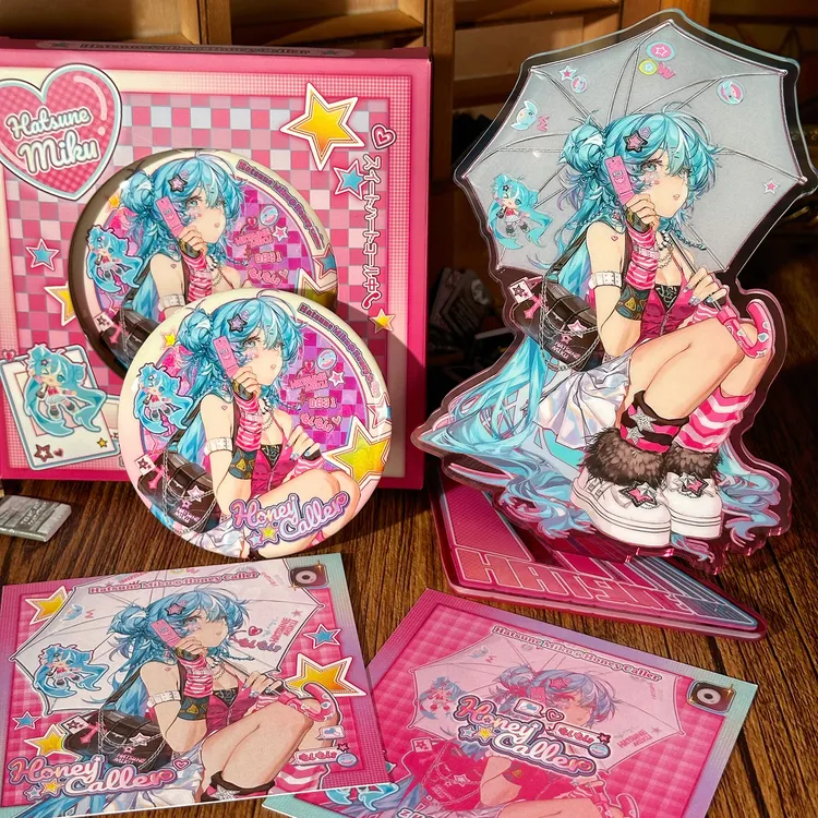 【种葱日记】甜心来电初音未来同人谷miku吧唧徽章贴纸方卡立牌