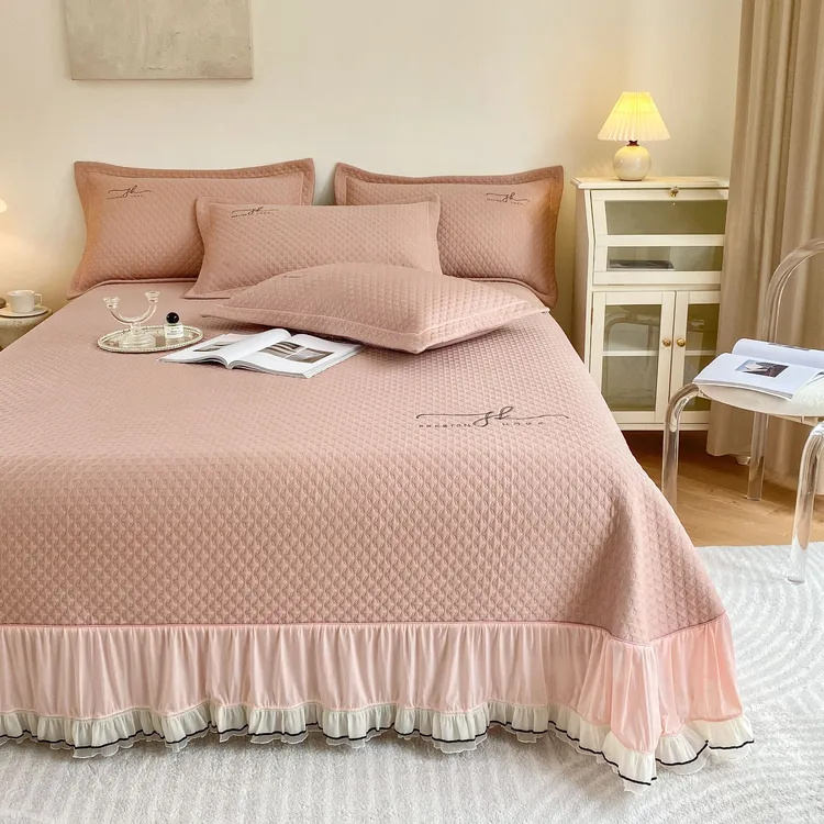 A类乙纶凉感冰豆豆凉席夏季床盖款床裙款凉席三件套床单款软席子