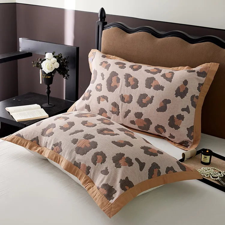 全棉枕巾一对装北欧风宽边轻奢家用纯棉50x80绑带防滑枕头芯垫巾