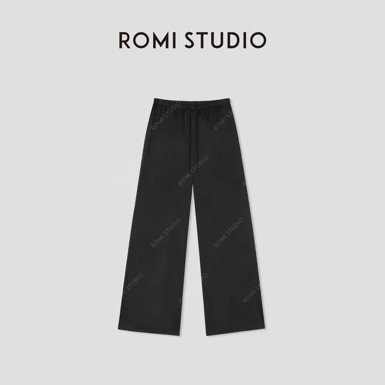 ROMI STUDIO“简约随性”舒适纯棉哑光雾感松紧腰休闲裤RW24WXH1398