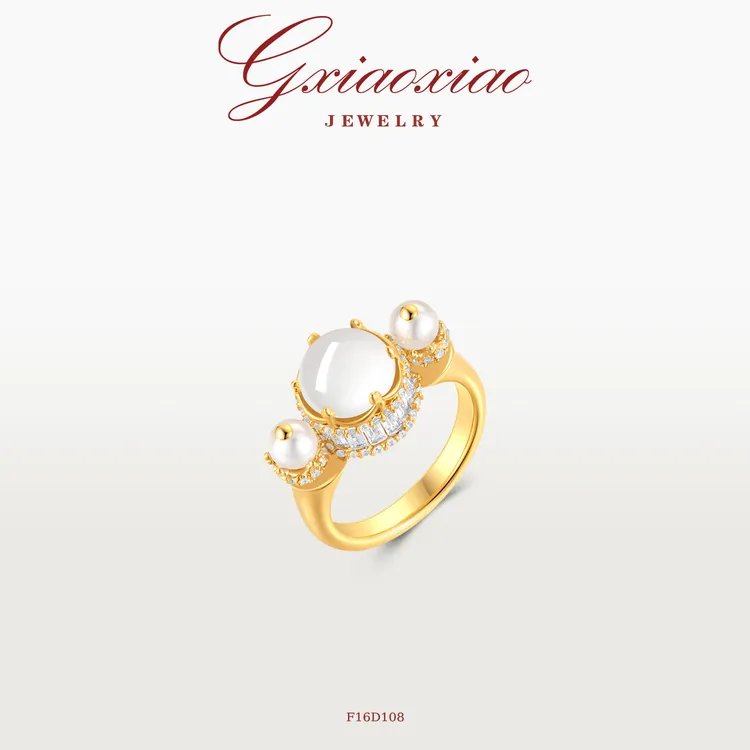 G XIAOXIAO 镀K金 法式气质轻奢高级优雅百搭城堡戒指 F16D108