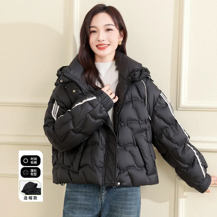 【达人专享】连帽拼接短款时尚O型鸭绒冬季立领加厚时尚GD558173