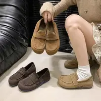 牛皮勃肯乐福鞋女春秋时尚穿搭薄底文艺百搭单鞋8917