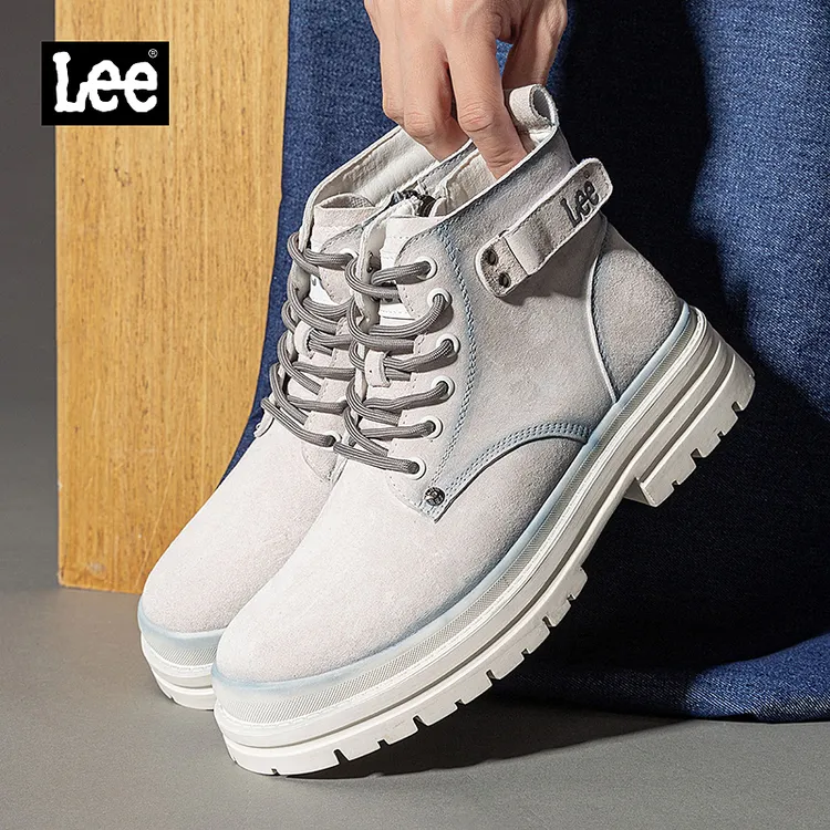 Lee马丁靴男款秋冬高帮真皮休闲男鞋增高厚底耐磨透气百搭大黄靴