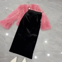 【相老板】精选新品-8820_后面开叉丝绒半身长裙