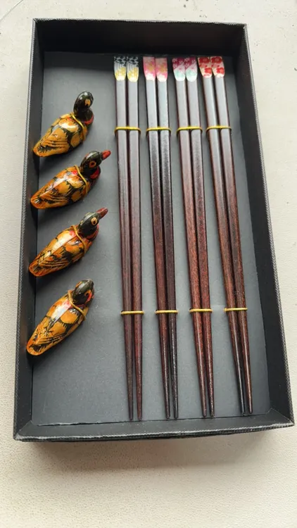 中式创意木筷餐具套装指甲筷防霉耐高温家用寿司料理筷子瓷器直播