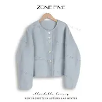 【zonefive】508春款设计风流苏双面呢百搭宽松绵羊毛休闲时尚大衣
