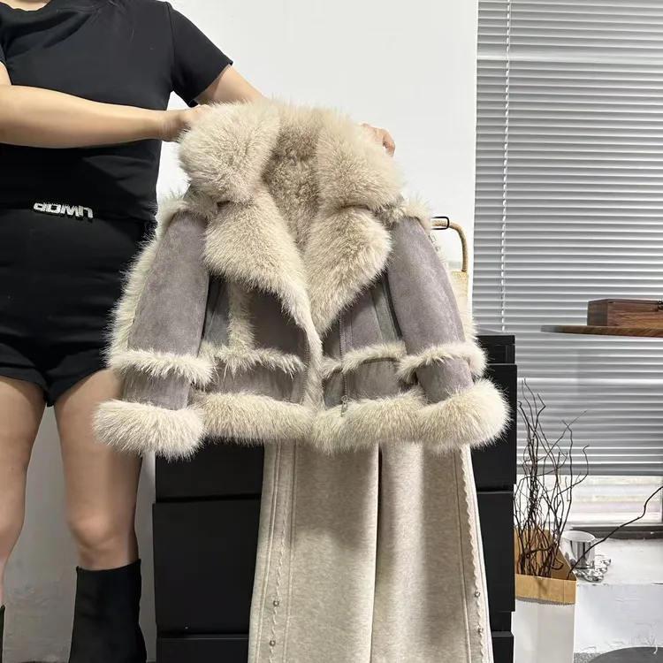 女童派克服麂皮绒冬季毛毛外套2025冬季新款洋气时尚加绒加厚上衣