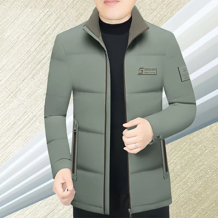 牛奶丝男装立领羽绒服商务男士冬装中年人上装外套宽松版短款保暖