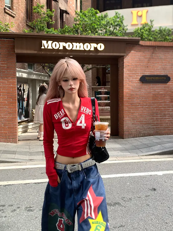 美式辣妹字母印花长袖T恤女早秋季新款设计感小众修身显瘦小上衣