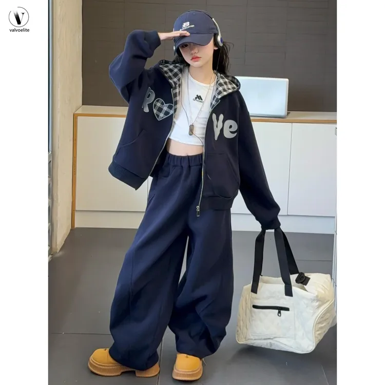 VALVOELITE女童秋装运动套装春秋时髦中大童网红洋气潮衣服两件套