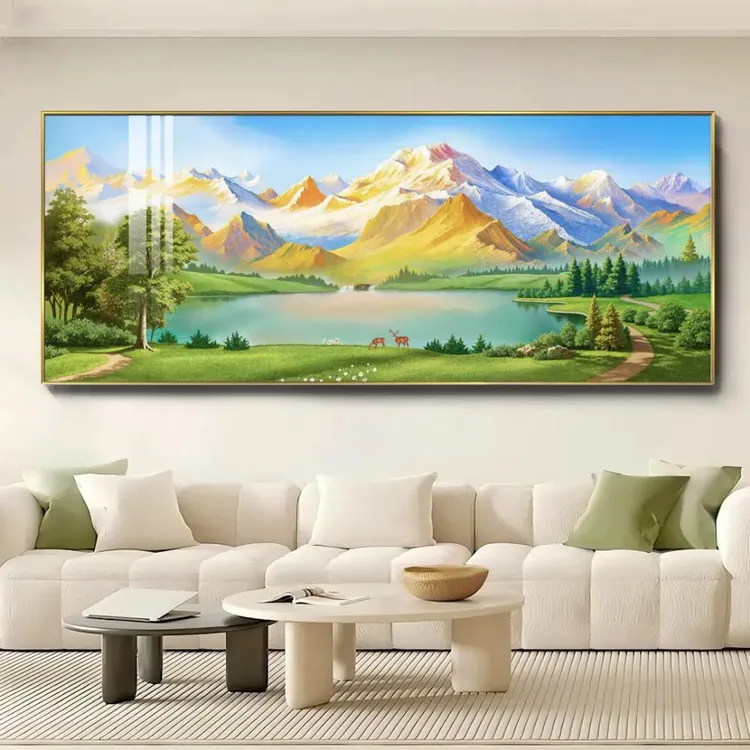 金山聚宝盆现代简约风沙发背景墙挂画茶室办公室客厅装饰画墙壁画
