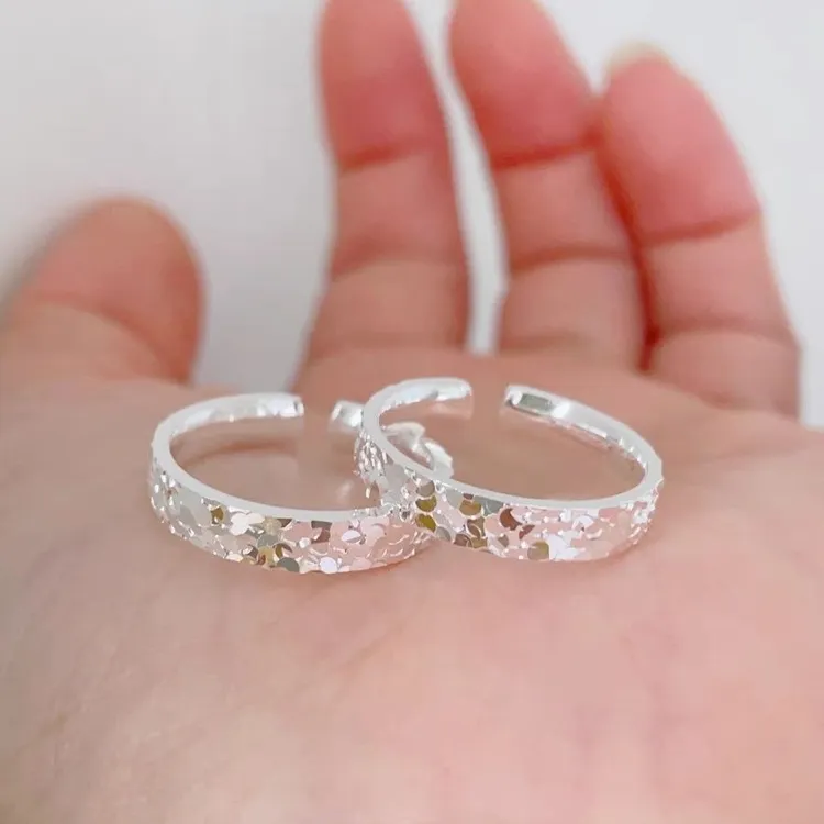 碎碎冰开口戒指女ins小众设计时尚碎银个性指环送女友