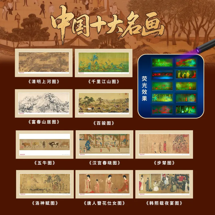 【中国钱币博物馆】十大名画全套带礼盒手提袋证书商品图