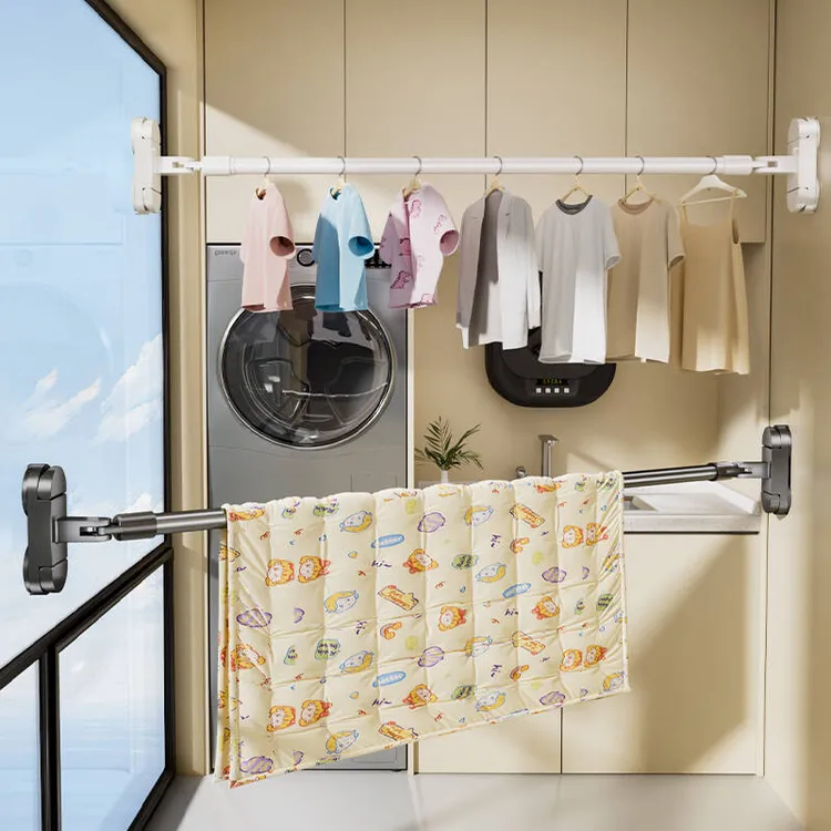 阳台吸盘晾衣架免打孔伸缩晾衣杆家用可旋转无痕晒衣架神器晒被子