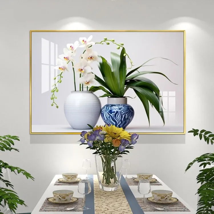 现代简约餐厅装饰画时尚餐桌背景墙壁画轻奢晶瓷餐厅墙壁挂画