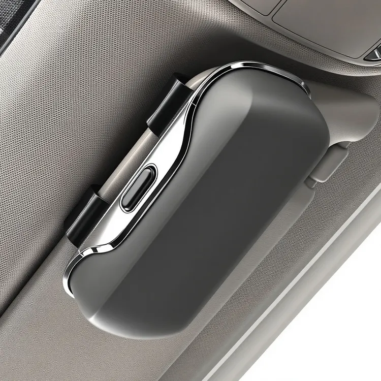 车载眼镜盒遮阳板眼镜夹车用太阳镜墨镜收纳盒眼镜架汽车用品大全