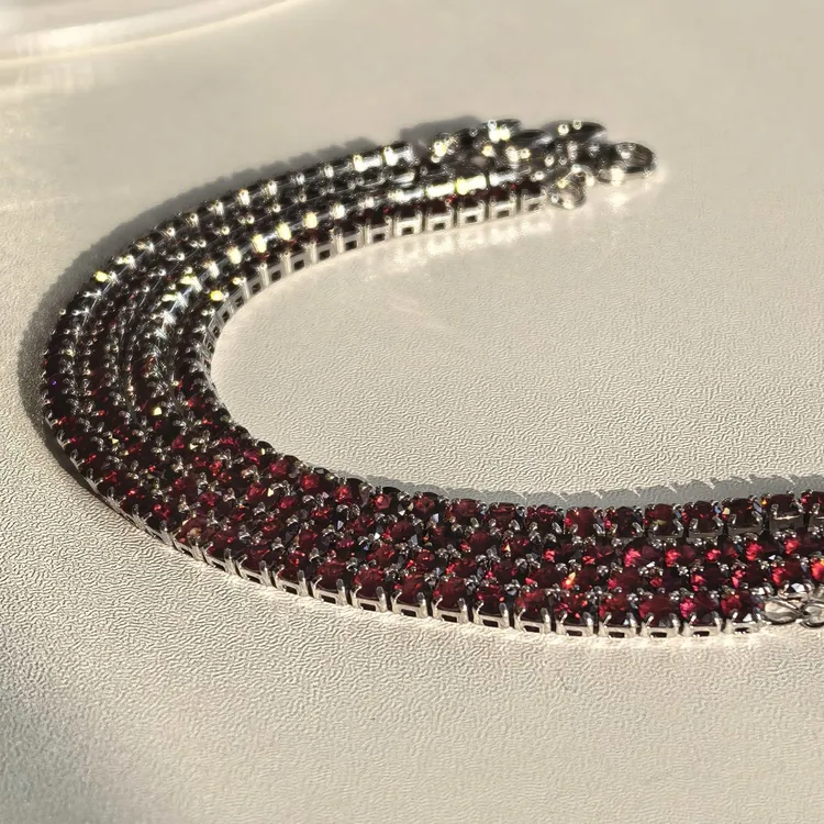 【石榴石手链】纯天然石榴石镶嵌手链女款百搭自然轻奢简约手工镶嵌