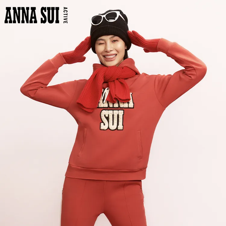 ANNA SUI安娜苏运动 冬季新品经典logo舒适连帽卫衣长袖22443029A