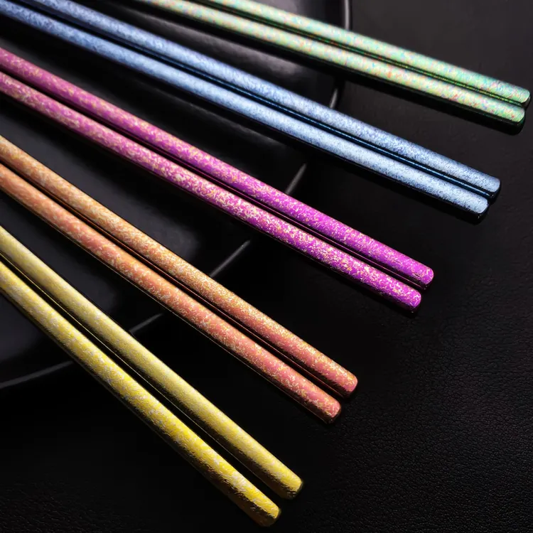 纯钛筷子家用一人一筷专用结晶冰花轻奢抗酸防霉防滑纯钛彩色筷子