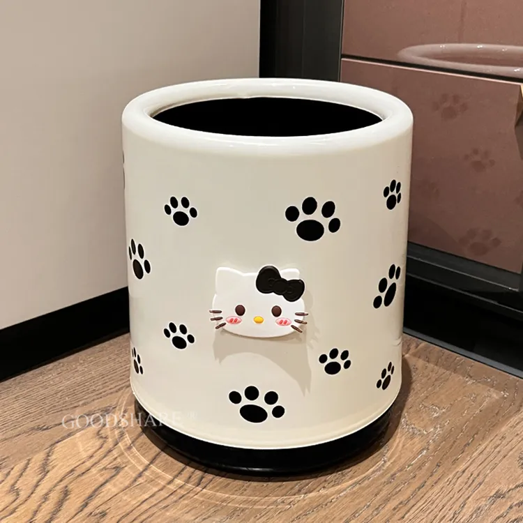 家用垃圾桶客厅可爱卡通哈喽kt卫生间无盖收纳桶大容量厨房垃圾篓