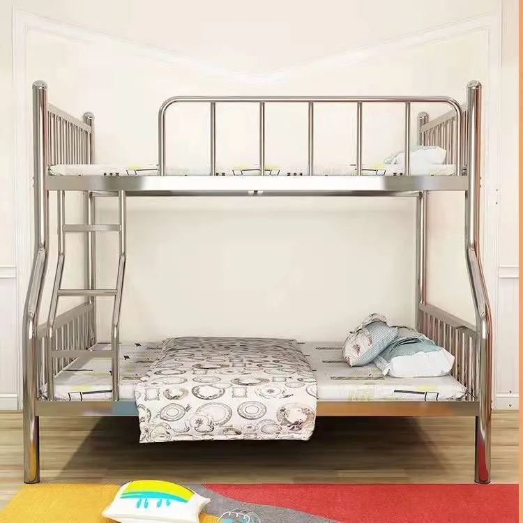 不锈钢上下床双层床两层高低双人床儿童床子母床小户型组合步梯款