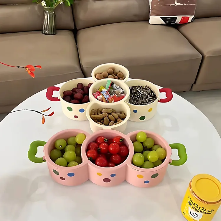 多巴胺双层果盘沥水篮家用客厅桌面茶几摆放盘高颜值分格收纳篮子