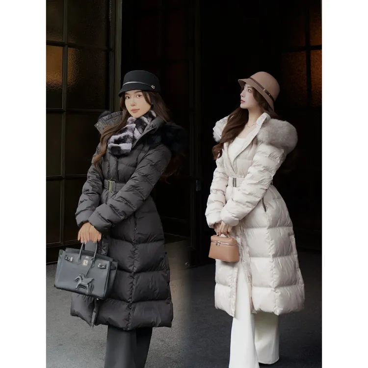 【mumu慕慕】【气质欧尼】新国标90白鸭绒真狐狸毛韩版收腰显瘦长款白鸭绒羽绒服