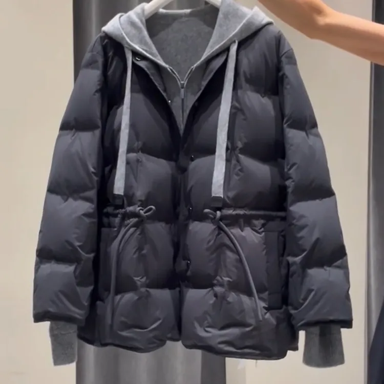 高级感气质黑色棉服女2025冬季新款韩系百搭简约显瘦保暖棉衣外套