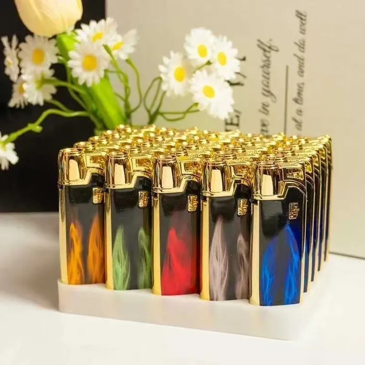 2025新款3D打印创意金属防风蓝焰可充气打火机加厚耐用高颜值批发