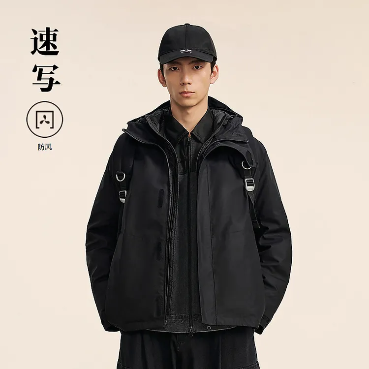 速写男装秋冬新款休闲宽松羽绒服短款连帽户外潮流外套9O0C14080
