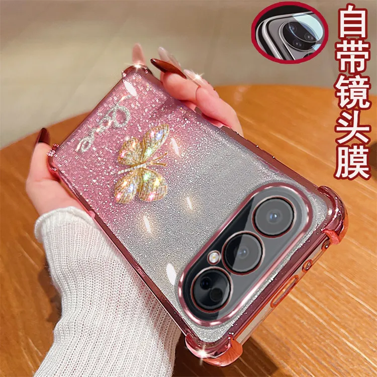 适用荣耀500pro手机壳MEP-AN00镜头全包边镶钻蝴蝶气囊防摔套女款