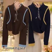 DURBEYQI/朵贝奇女童2025秋季新款纯色半拉链百搭长袖上衣5773